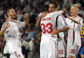 Difesa rossonera: Zambrotta, Thiago Silva, Nesta e Abate